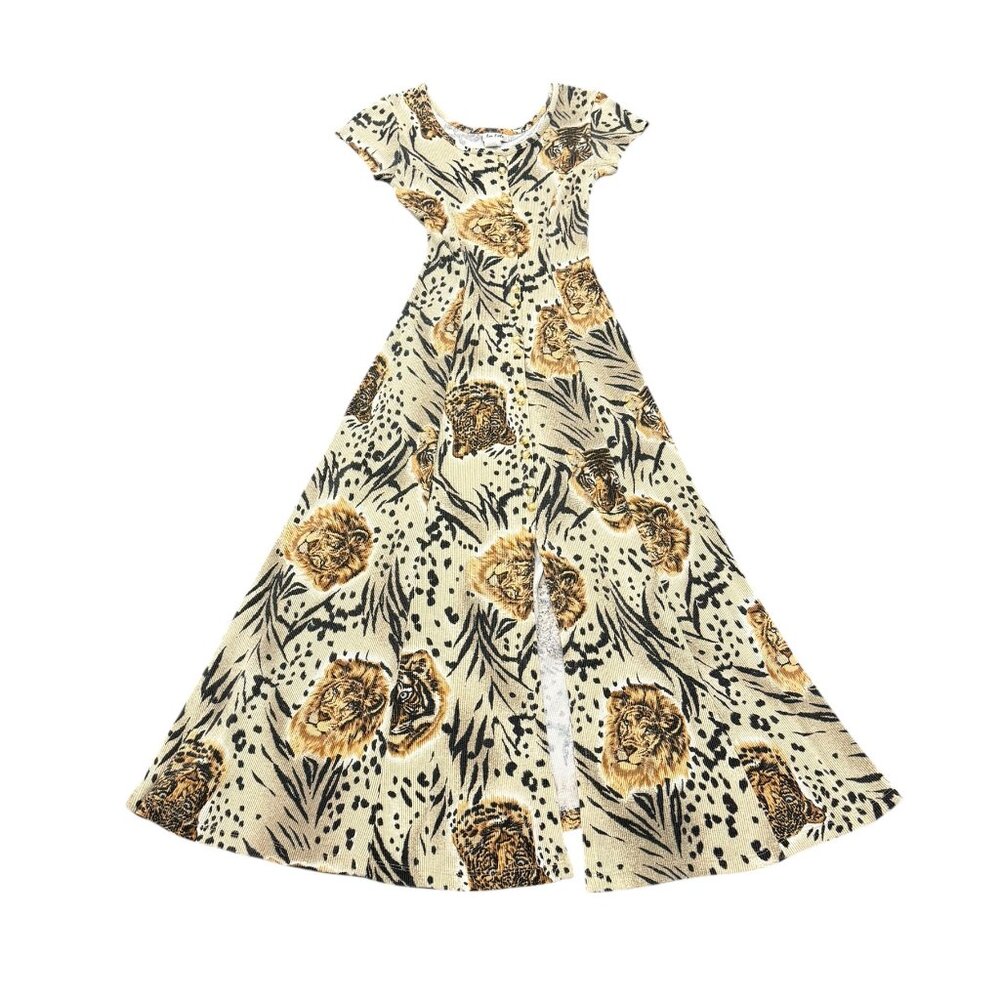 Vintage 1990s La Fête USA Lion Print Maxi Dress Made in USA